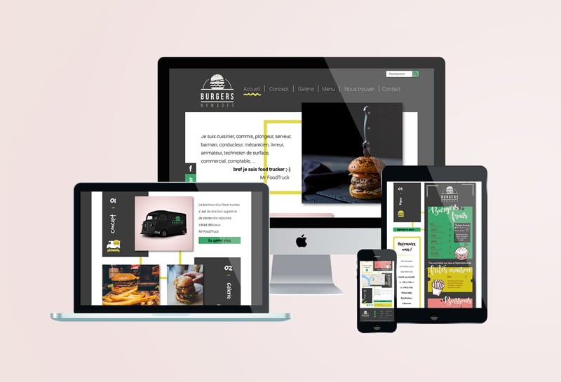 Mockup site internet responsive "burgers nomades"
