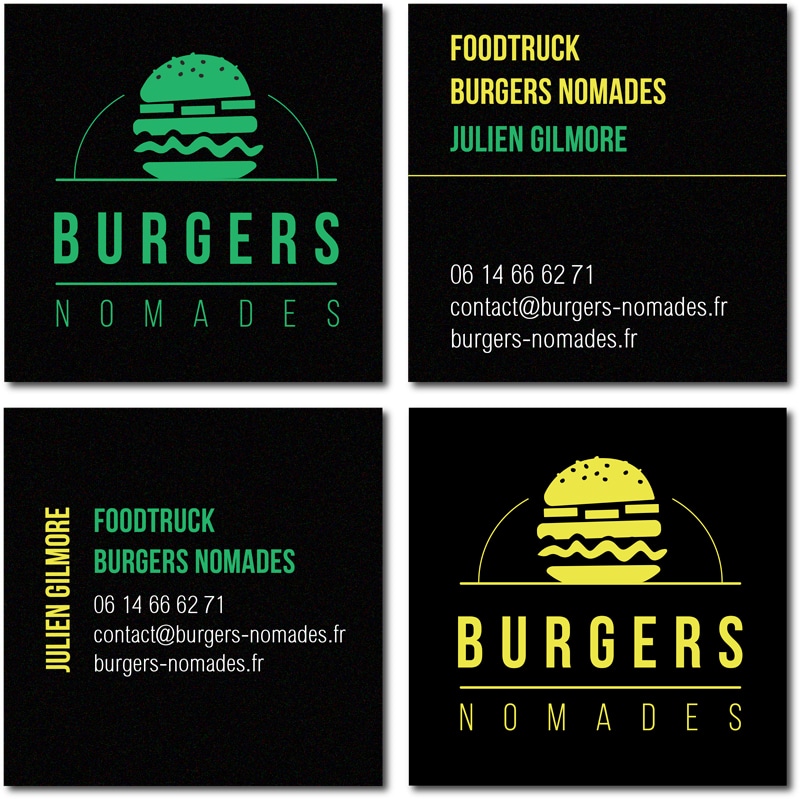 Carte de visite "burgers nomades" conception support de communication