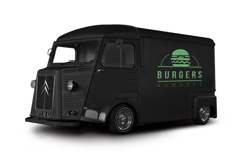 Mockup camion avec logo "burgers nomades"